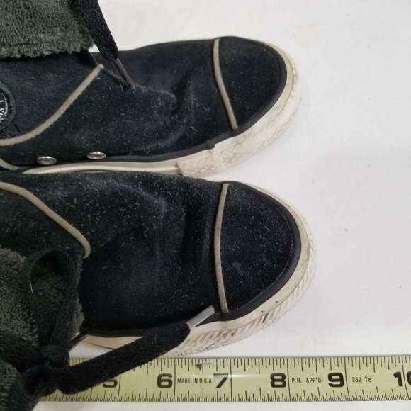 Converse High Top Ankle Boot Black Cuffed Fur Zip Chuck Taylor 12 Junior - Picture 14 of 15